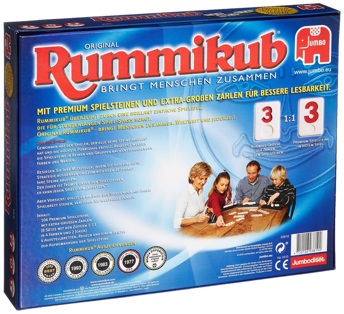 Jumbo Games Original Rummikub XXL - For adults and children aged 7 and over - JUM03819