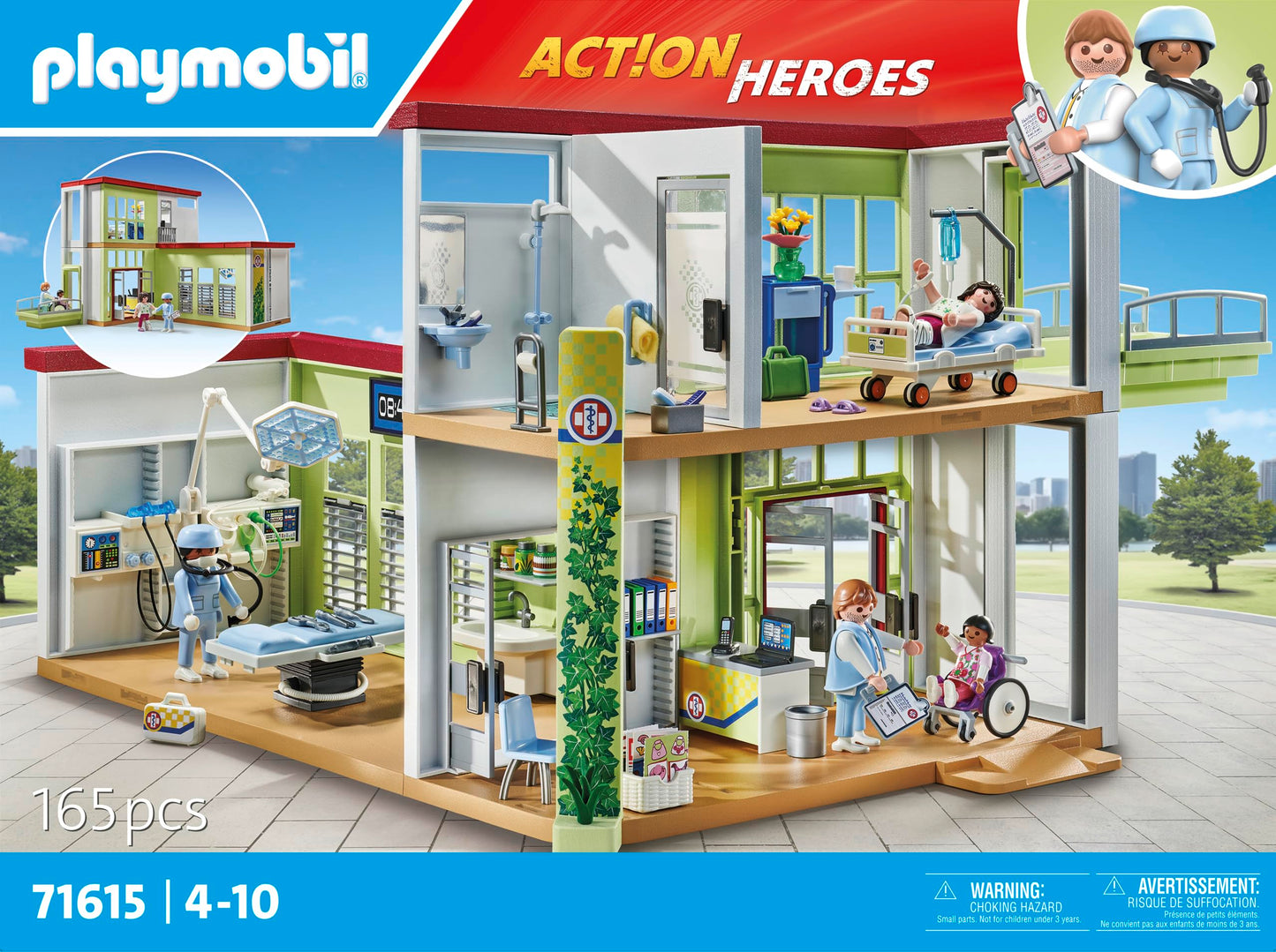 PLAYMOBIL | My Life | Modern Hospital | With four figures, medical devices and accessories | Made from over 80% recycled and bio-based materials | For children aged 4 and over | 71615