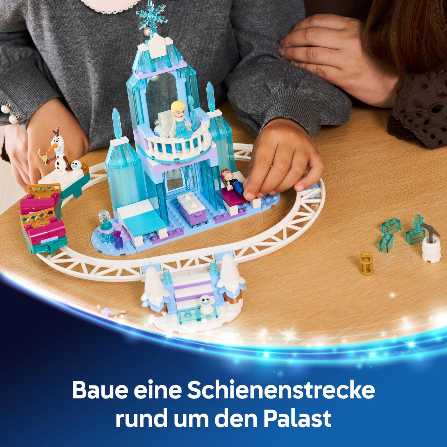 LEGO ǀ Disney Frozen Elsa's sleigh ride around the ice palace - toy including Anna and ELSA mini dolls, Olaf figure as well as railway tracks and snow wagon - gift for girls aged 4 and over - 43281