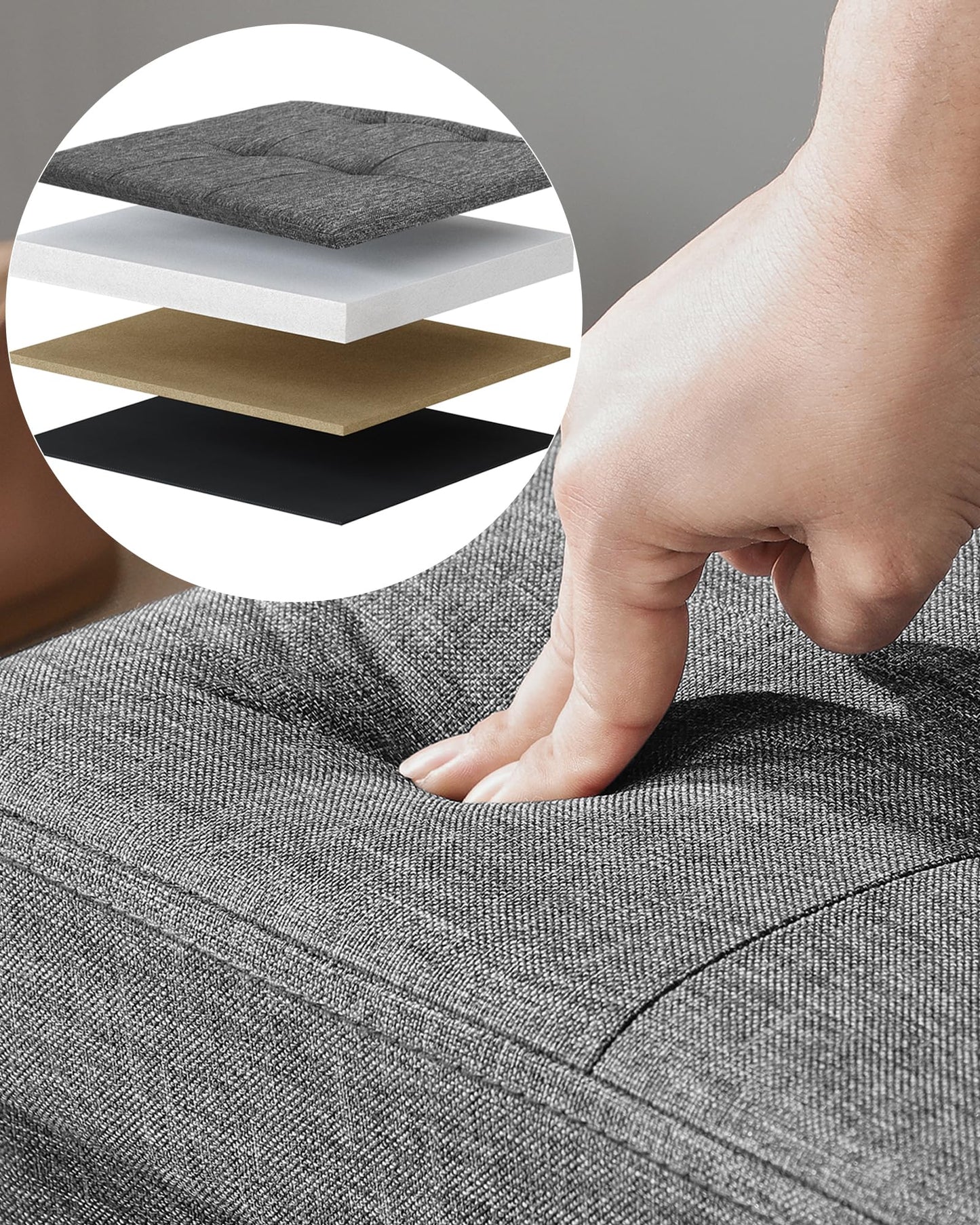 SONGMICS stool with storage space, folding bench, 38 x 110 x 38 cm footstool, storage box, loads up to 300 kg, for living room, bedroom, hallway, slate gray LSF77K - 6955880314393