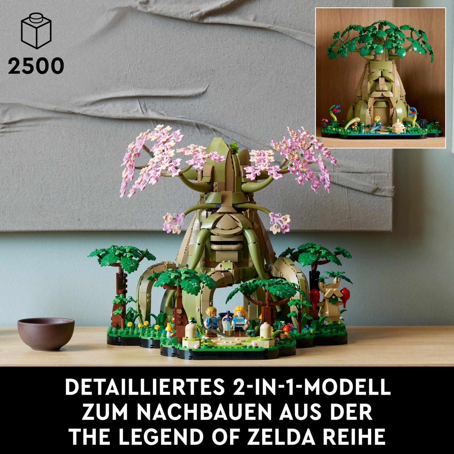 LEGO The Legend of Zelda Deku Tree 2-in-1 - collector's item to display with Princess Zelda & 3 Link minifigures - building set for adults & gift idea for video game fans - 77092