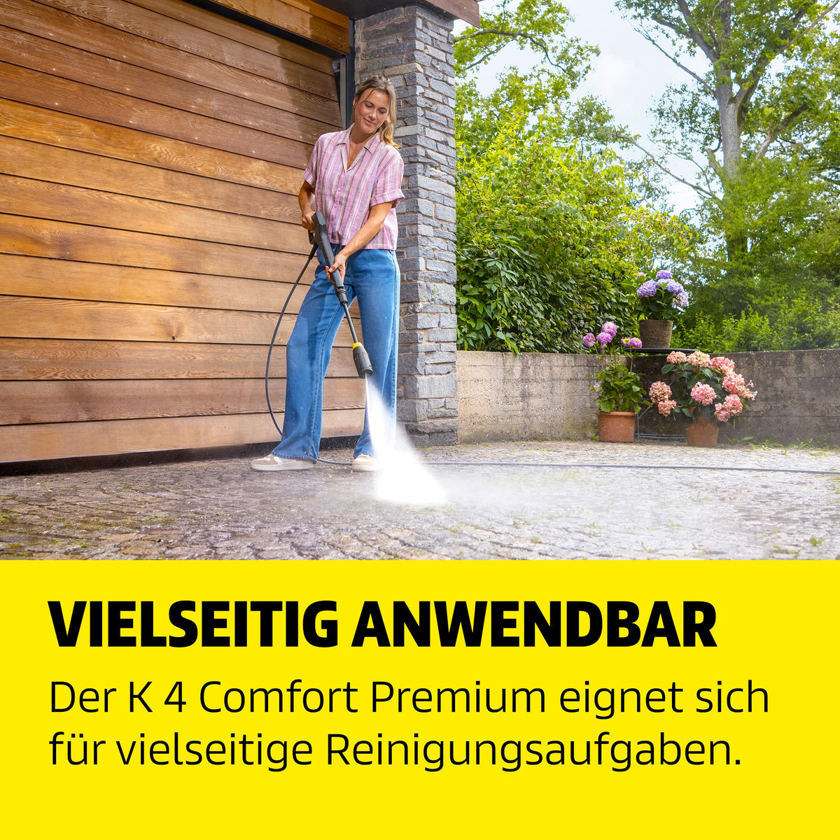 Kärcher High Pressure Cleaner K 4 Comfort Premium, Pressure: max. 130 bar, Flow rate: 420 l/h, Area: 30 m²/h, Weight: 17 kg, extra flexible high-pressure hose, hose reel, 4-in-1 Multi Jet - 1.324-750.0