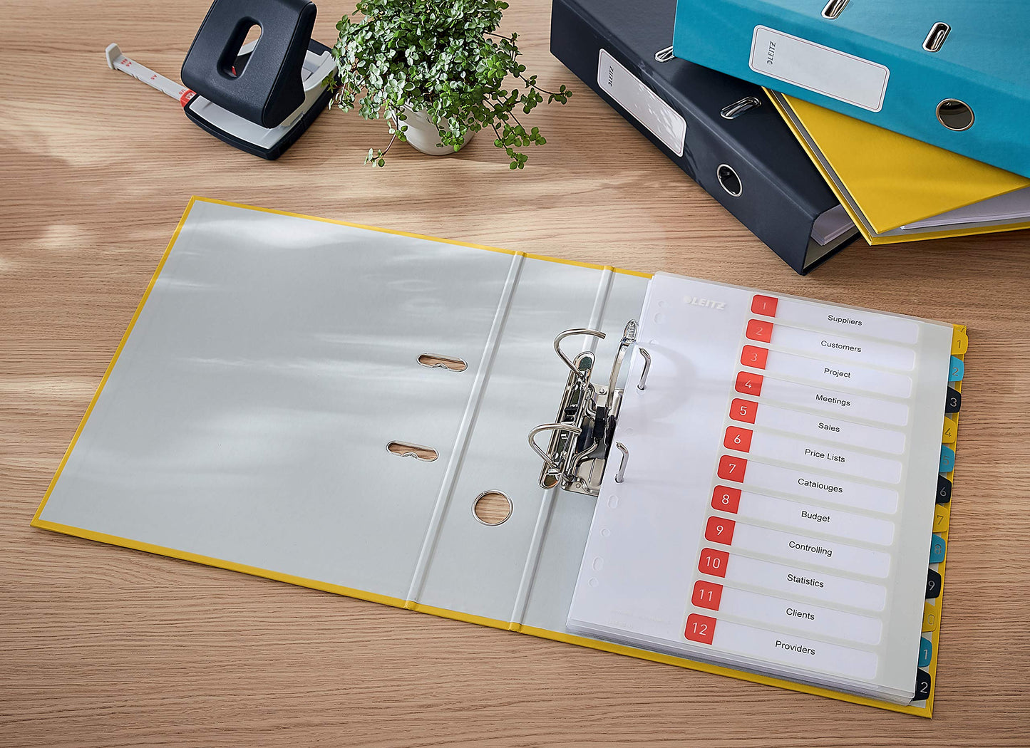 Leitz PC-writable register in A4 format, pack of 15, 1-12, robust, multi-colored, cozy series, 12480000 - 12480000-15
