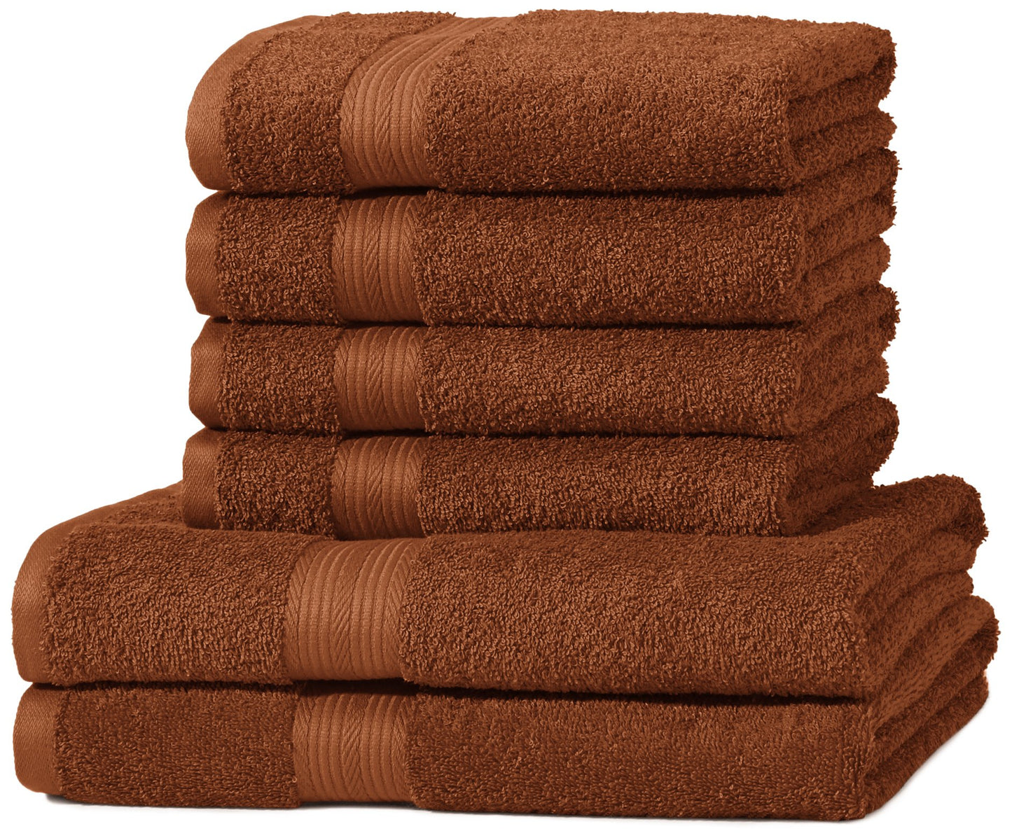 Amazon Basics Towel Set, Fade Resistant, 2 Bath Towels and 4 Hand Towels, Hazelnut Brown, 100% Cotton 500g/m² - ABFR-6PkSet(2Bath+4Hand)/ABFR-6