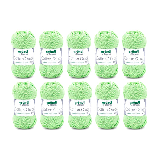 Gründl Wolle Cotton Quick uni - thin wool for crocheting - knitting yarn - crochet yarn - shiny and skin-friendly - 100% cotton - 10 balls 50 g / 125 m - needle size 3-4 - kiwi - 865-103