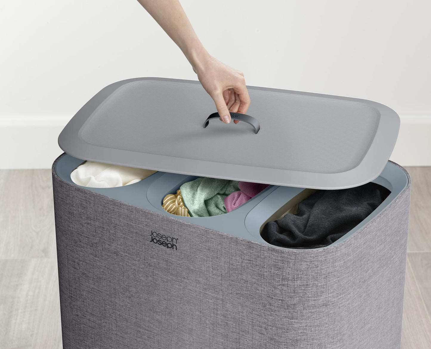 Joseph Joseph Tota - Trio 90 liter laundry basket with lid, 3 removable laundry bags with handles, gray - 50024