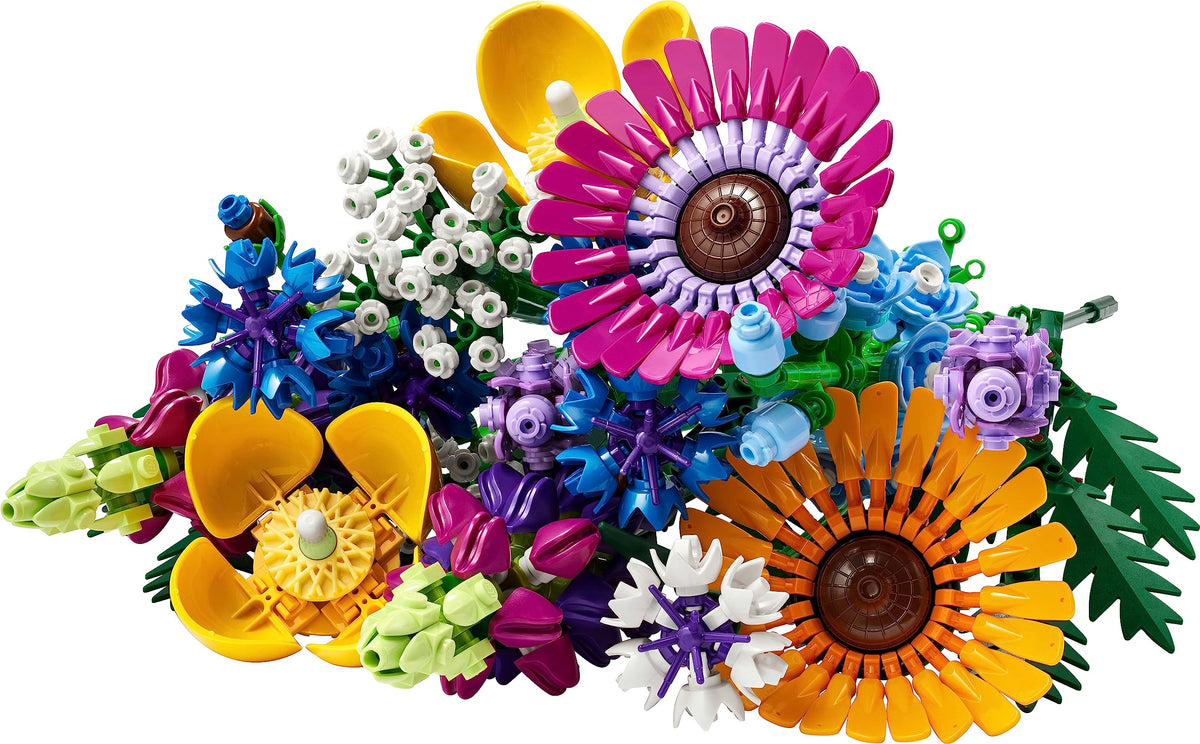 Set LEGO Botanicals Buchet de Flori Sălbatice - Flori Artificiale cu Maci și Lavandă - Kit de Meșteșuguri pentru Adulți - Cadouri pentru Decorul Biroului de Acasă pentru Femei și Bărbați - 10313