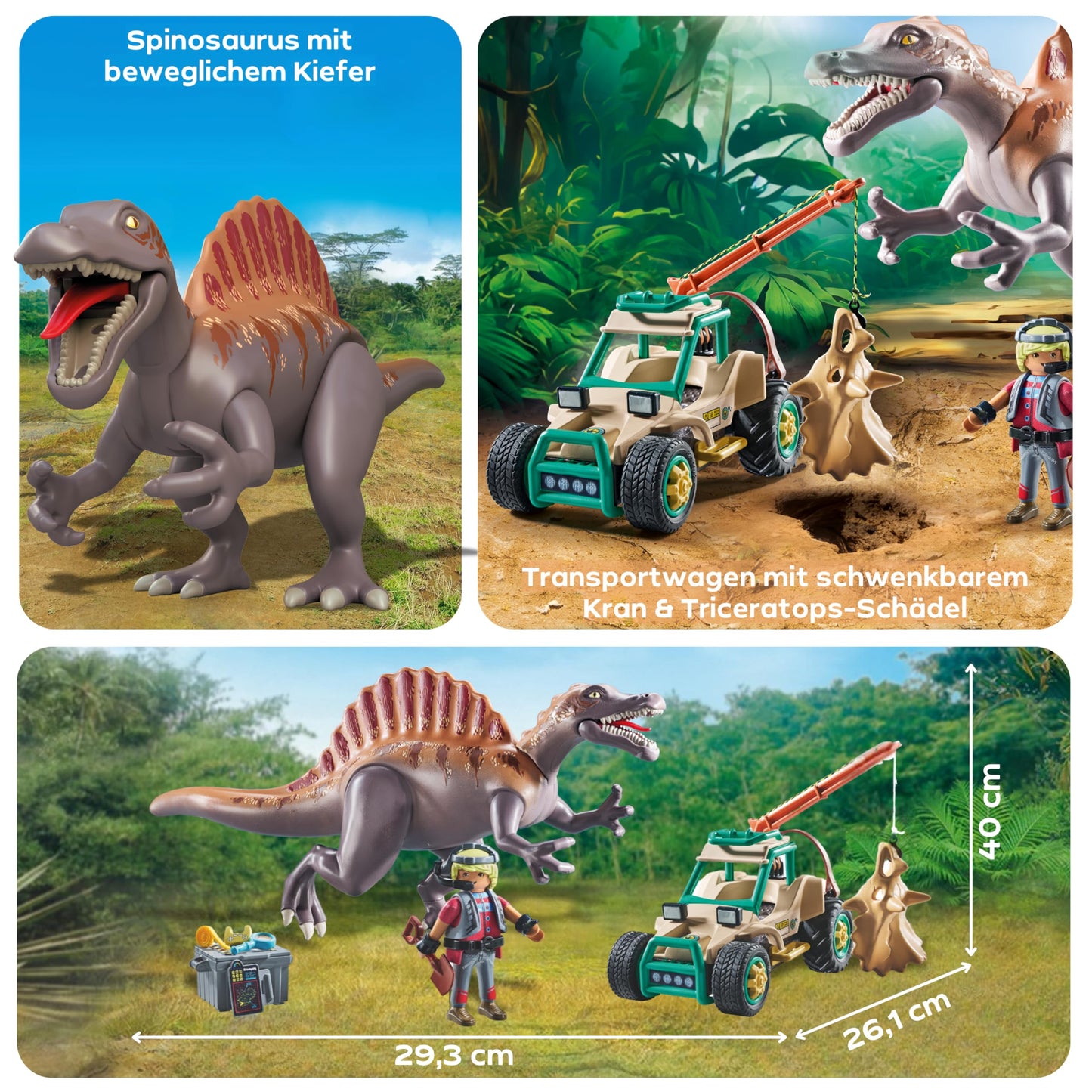 PLAYMOBIL | Dinosaurs | Spinosaurus Attack on Dino Excavation | Dinosaur Playset | action toy | Adventure toys for children aged 4 and up | 71820