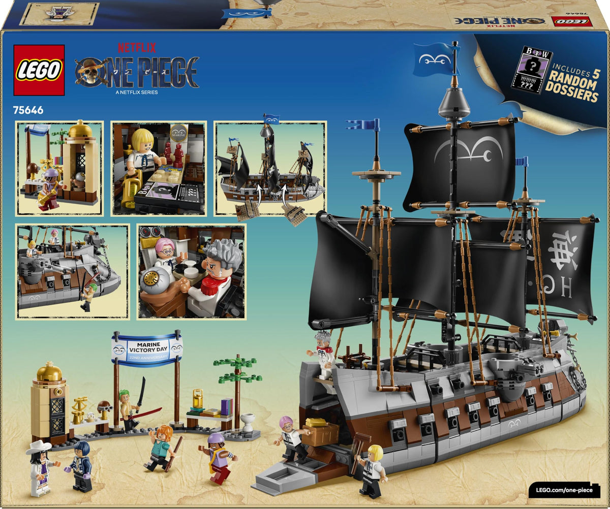 LEGO ONE PIECE Garp's Marine Battleship - Boat Model Building with 8 Minifigures including Zoro, Usopp, and Nami - Kids' Room Decor - Gift for Boys, Girls, and Fans aged 9 and up - 75646