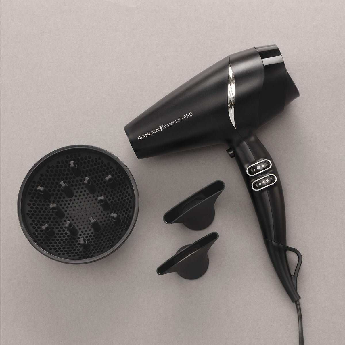 Remington Hair Dryer Professional Ions [powerful & side professional control] SupercarePro Technology (2200W, 130km/h, 3 styling attachments, durable hairdresser AC motor) AC7250 [Amazon Exclusive] - 45719560100