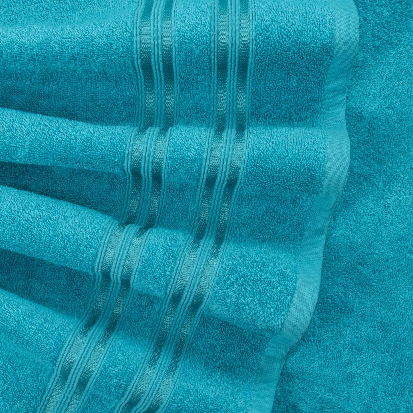 Hammetex set of 6 towels - 2 bath towels 70x140 cm & 4 hand towels 50x100 cm - 100% cotton terry - Oeko-TEX certified - soft, absorbent - with hangers, turquoise - RN66