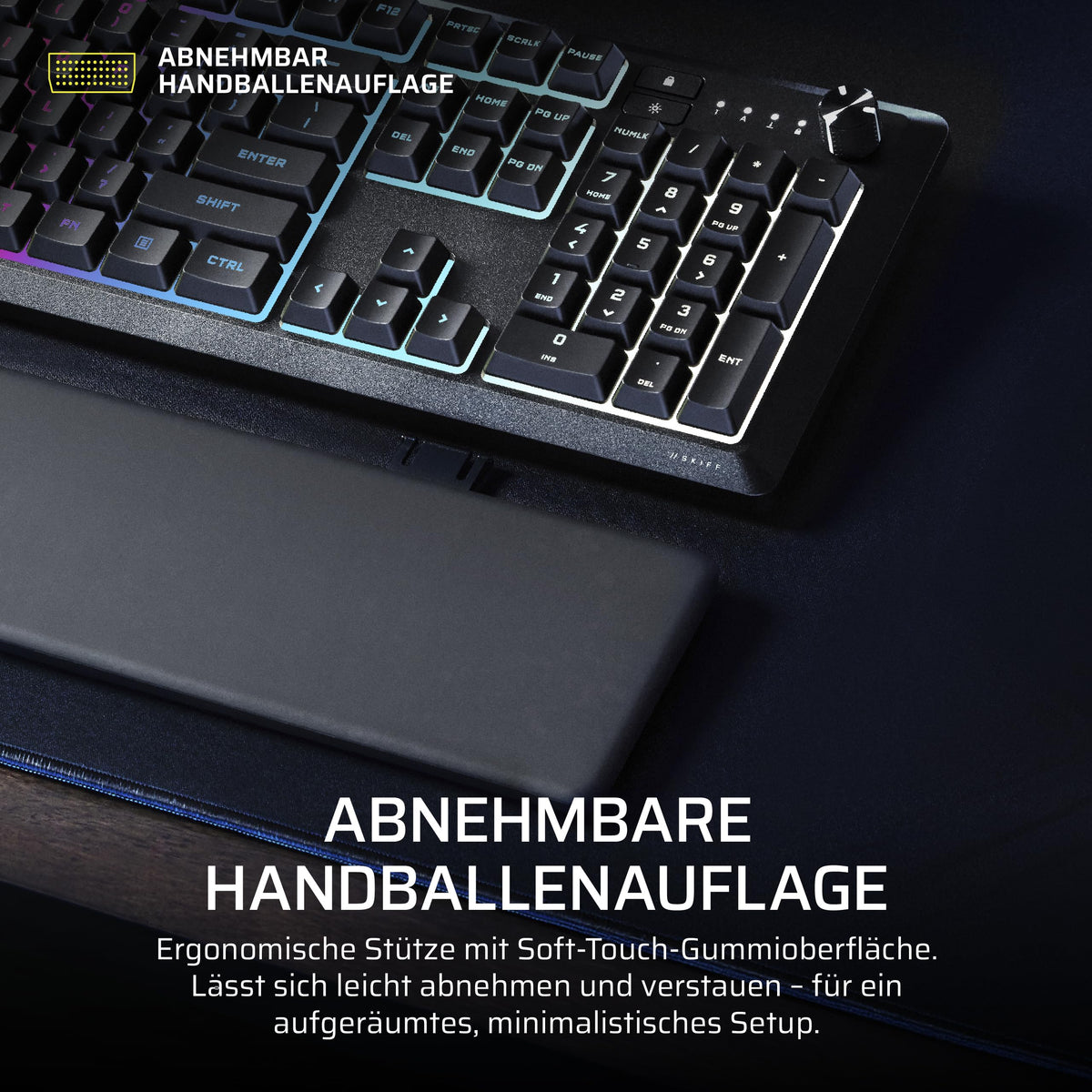 Corsair Skiff 100 Silent RGB Wired Gaming Keyboard - Black - CH-9226H65-DE