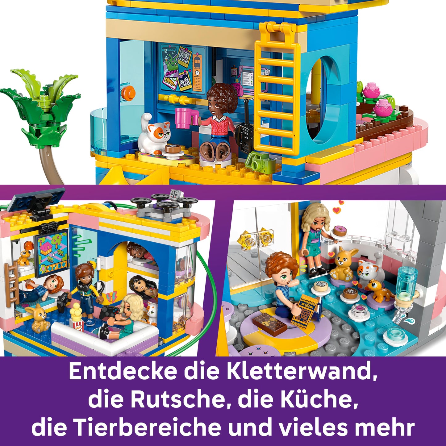 LEGO Friends Heartlake City Clubhouse of Friends - Miniature playset with 5 mini dolls, 3 animal figures including toy cat & accessories - Birthday gift for girls aged 8 and up - 42689