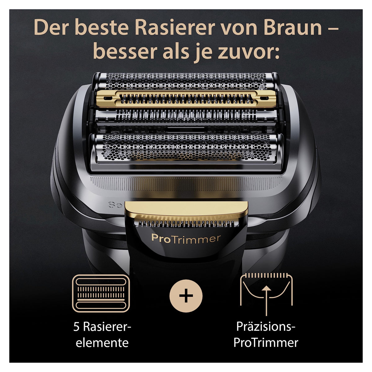 Braun Series 9 Pro+ Electric Shaver for Men, Electric Razor with 5 Pro Shaving Elements, Long Hair Trimmer, Shaver Charging Case PowerCase, 60 Min Runtime, Made in Germany, 9527s, Silver
