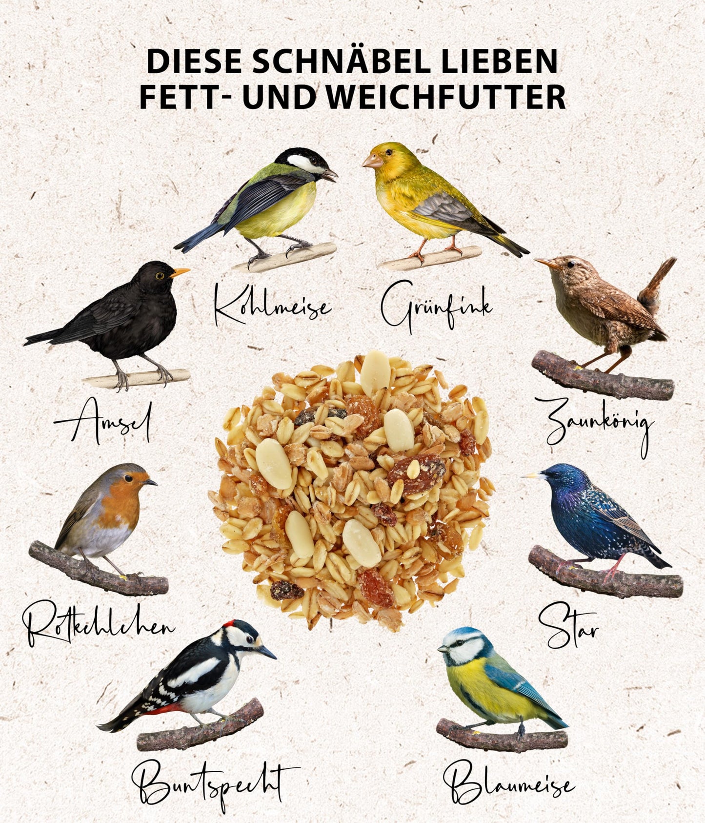 Dehner Natura Premium wild bird food, fatty food/soft food, all-season food, species-appropriate/energizing, high-quality bird food for wild birds, 5 kg (pack of 2) - 5252259