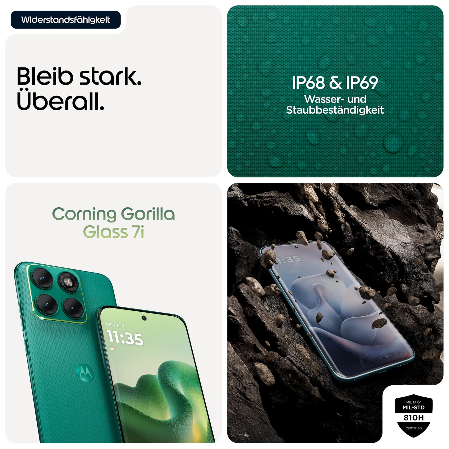 Motorola Edge 70 Fusion Smartphone (6.78" Super HD+ Rugged Display with Corning Gorilla Glass 7i, 50MP Camera, 8/256GB, 5100mAh, 68W TurboPower Charging) Pantone Sporting Green - PBBDOOO5SE