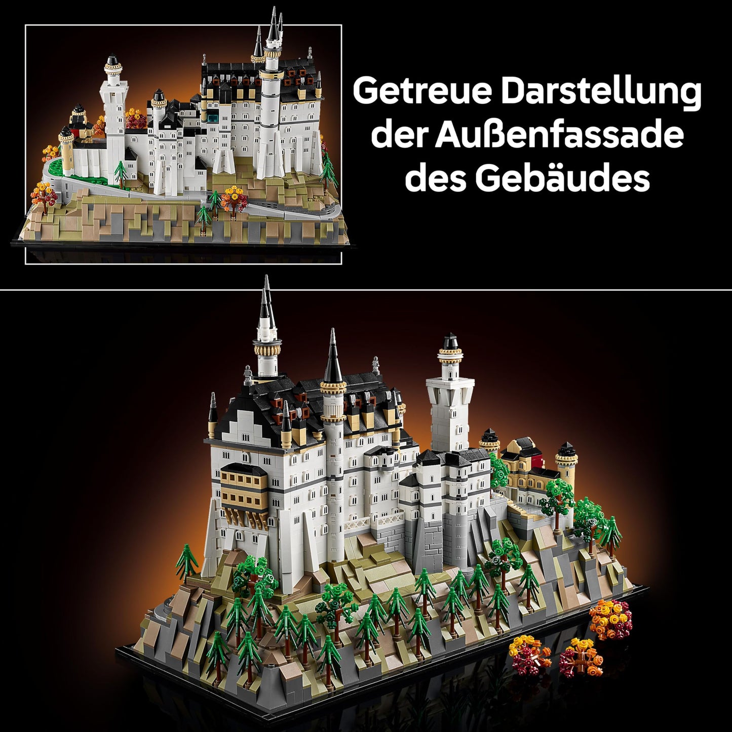 LEGO Architecture Neuschwanstein Castle - 3D puzzle for adults - model building with towers, courtyards & detailed interior - historical gift for fans - 21063