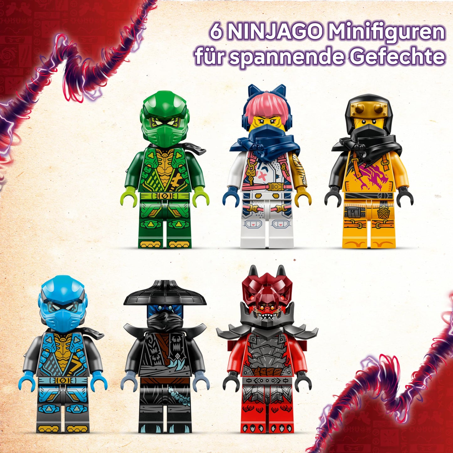 LEGO NINJAGO Chaos Dragon Thundertooth - toy with 6 ninja minifigures - role play building set for boys and girls aged 8 and up - gifts for fans of the TV series Rise of the Dragons 71832