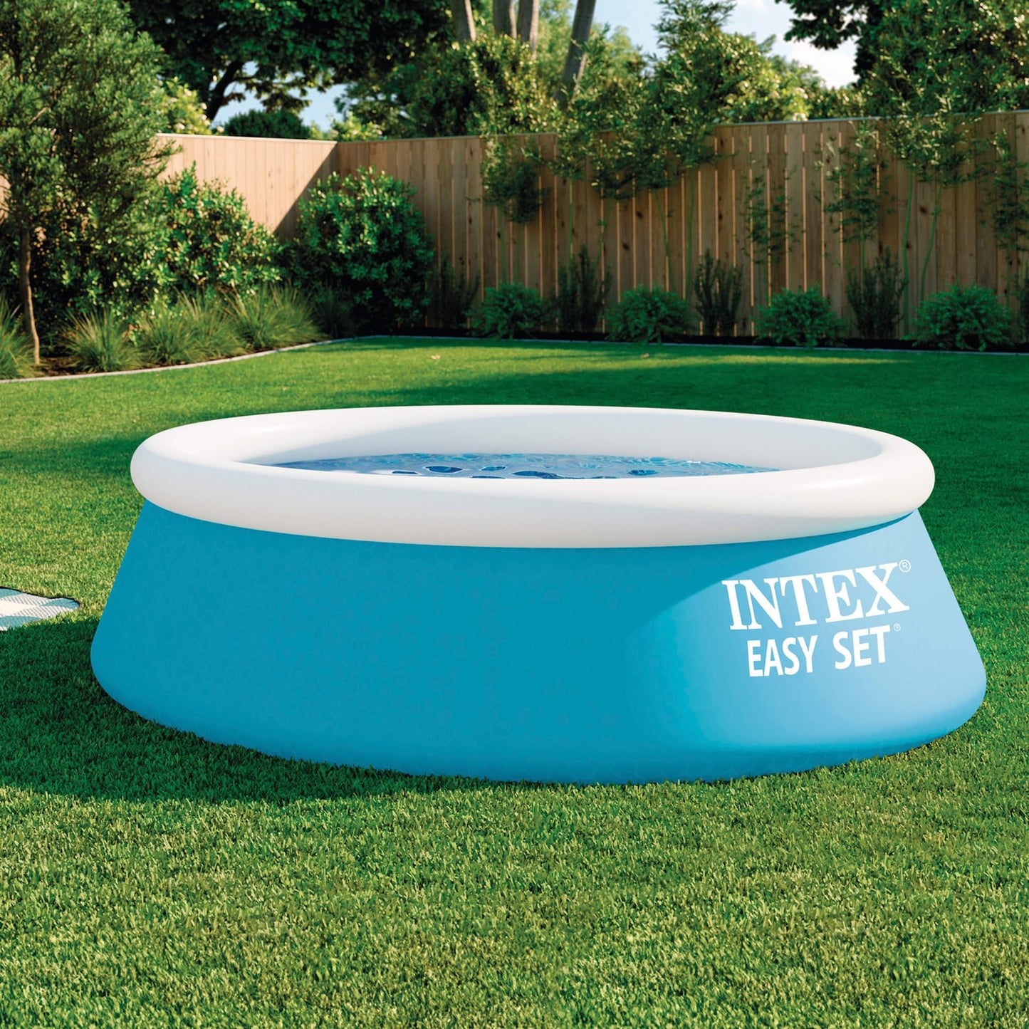 INTEX "Easy Set" pool, round above-ground pool (Ø183 x 51), robust inflatable children's pool for the garden, round pool, paddling pool, volume 800 l, quick assembly pool for children aged 3 and over, blue (28101NP)