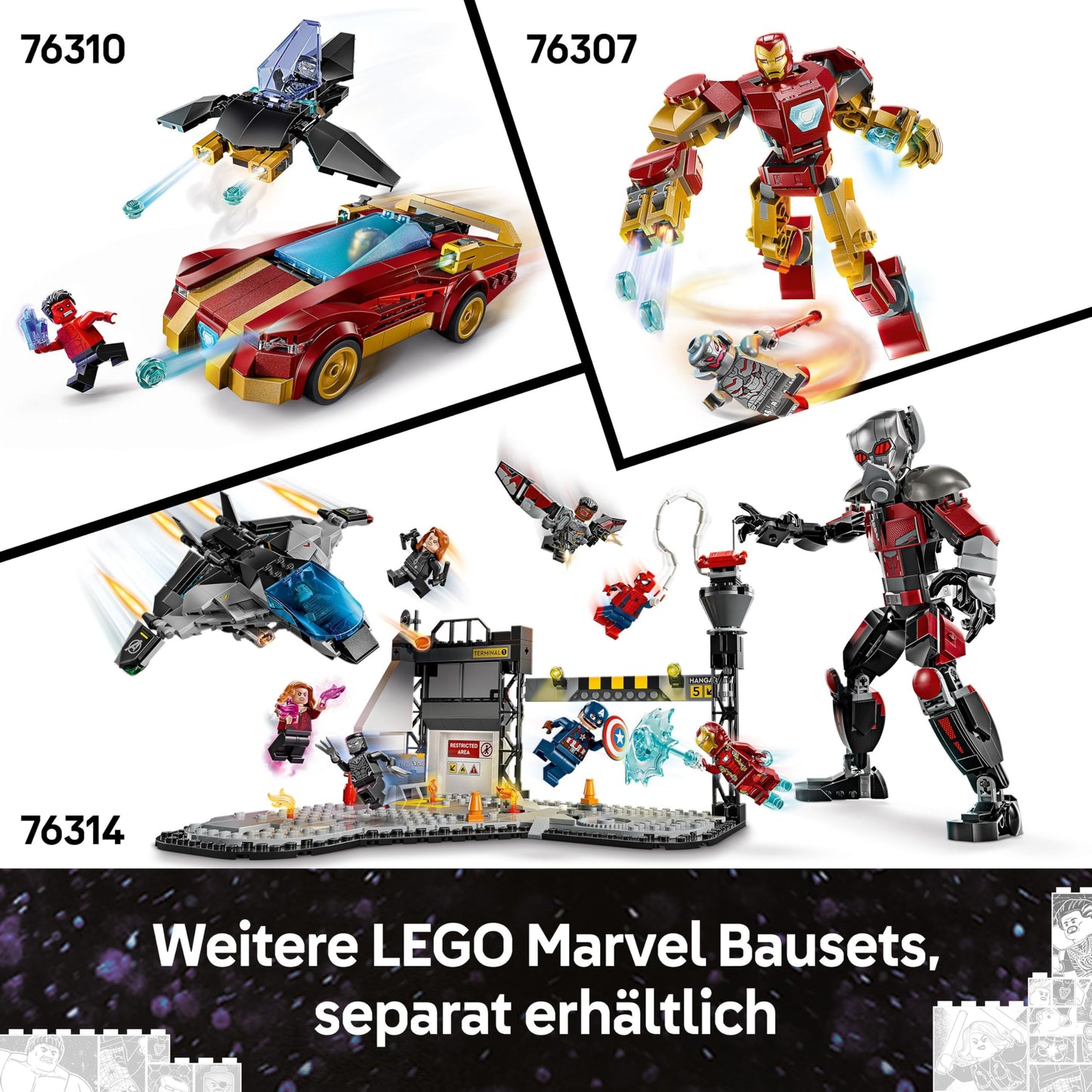 LEGO | Marvel: MARVEL logo & minifigures - collector's item including Hulk, Thor, Iron Man, Black Widow and Captain America - building set with Avengers figures - gift for boys and girls aged 12 and over - 76313