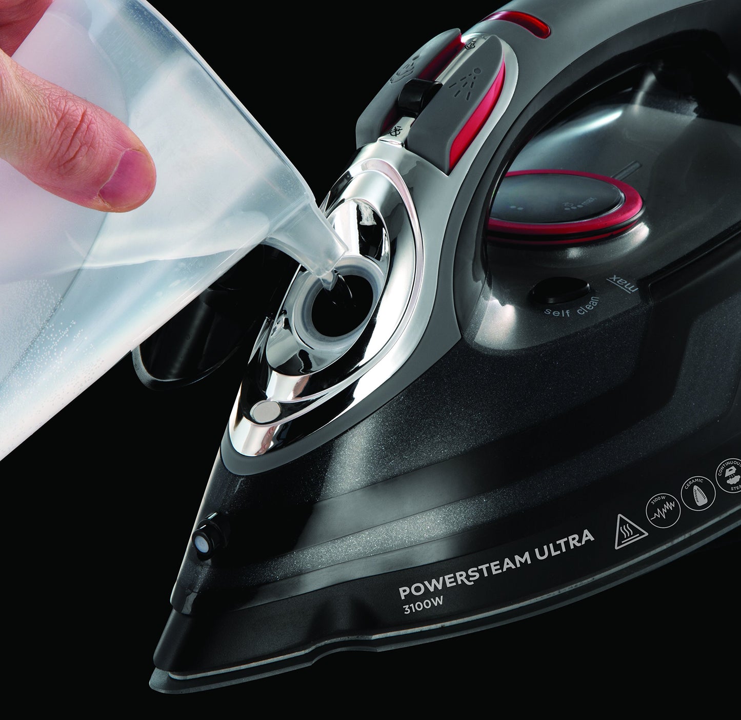 Russell Hobbs steam iron [3100W, 210 g extra steam burst] iron power (350ml water tank, ceramic soleplate, self-cleaning & spray water function, anti-limescale & drip stop, 70g/min) 20630-56