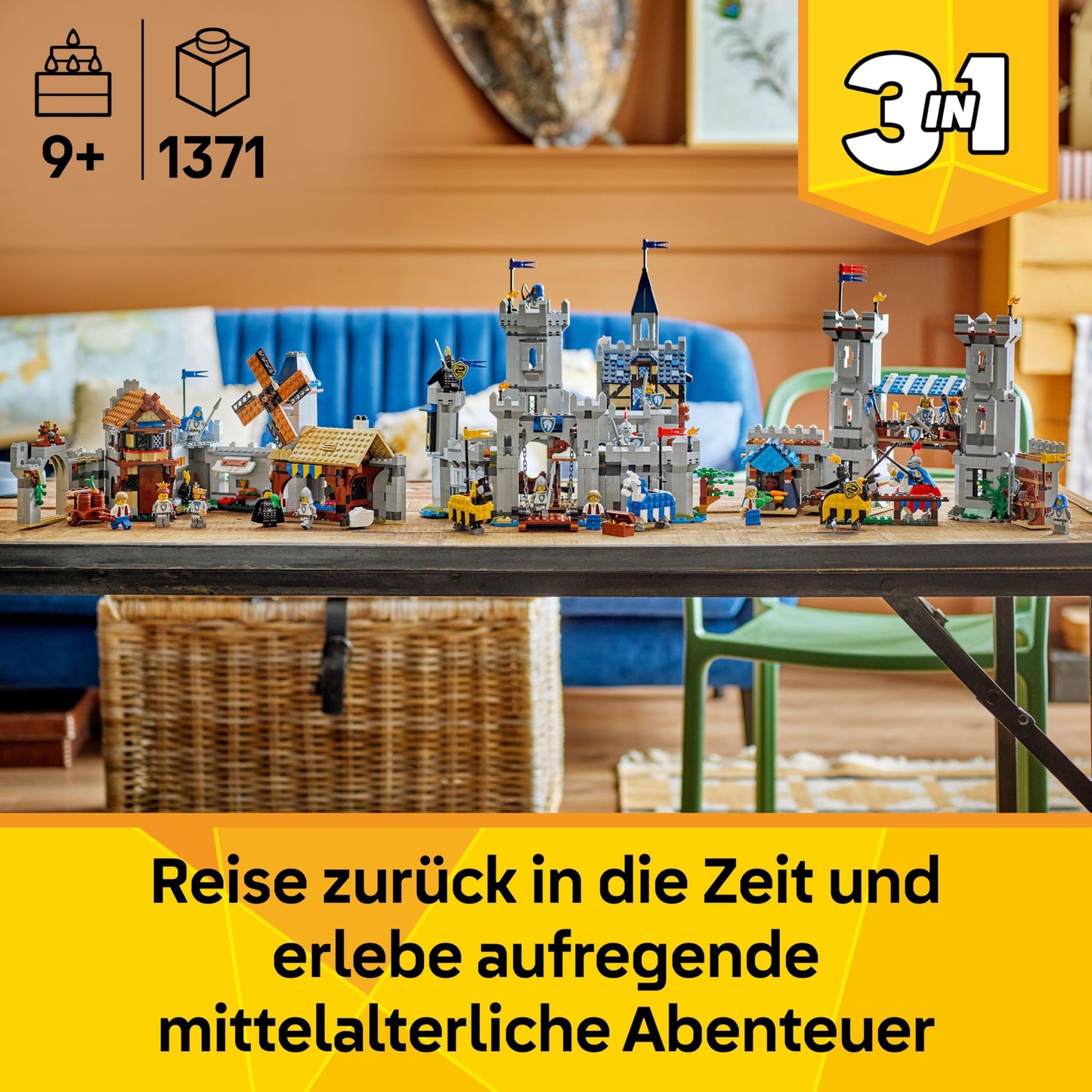 LEGO Creator Knight's Castle in the Middle Ages - 3-in-1 building set - Toy knight's castle - Convertible into knight's tournament scene or city - 6 minifigures - Gift for boys and girls aged 9 and up 31168