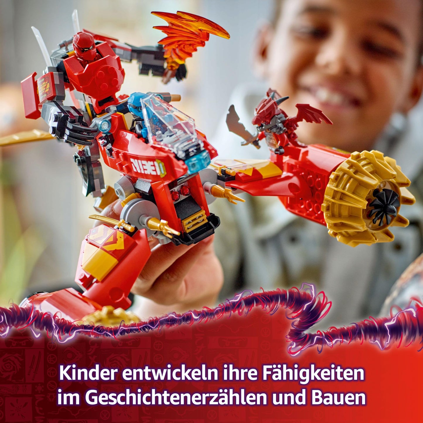 LEGO NINJAGO Kai's Storm Rider Mech - Flying Motorcycle Toy with 3 Minifigures - Mech with Movable Head, Arms and Legs - Building Toy - Gift for Boys & Girls from 7 Years 71830