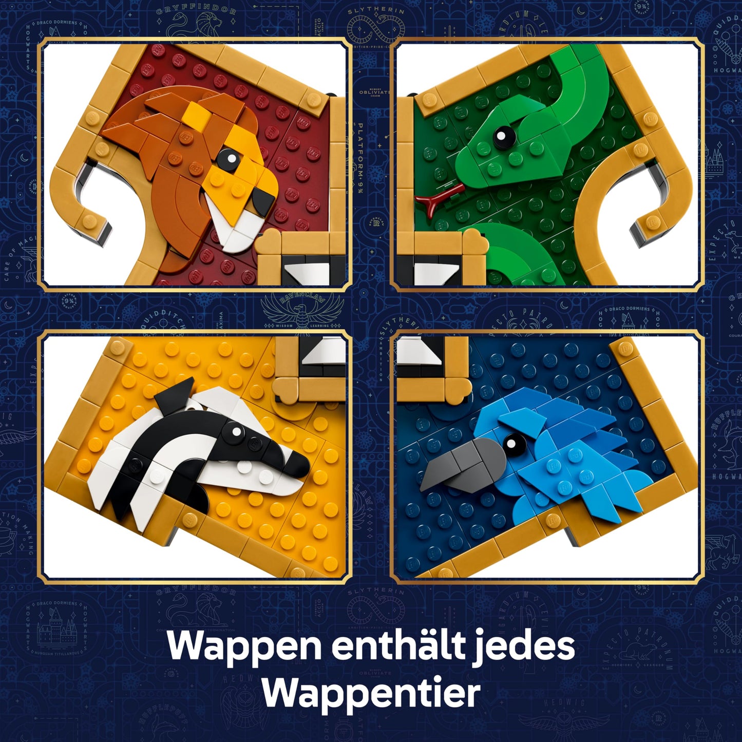 LEGO Harry Potter Hogwarts House Crest - Wall decoration 3D model with animals - DIY decoration for the children's room - Birthday gift for girls, boys and teenagers aged 12 and over - 76462