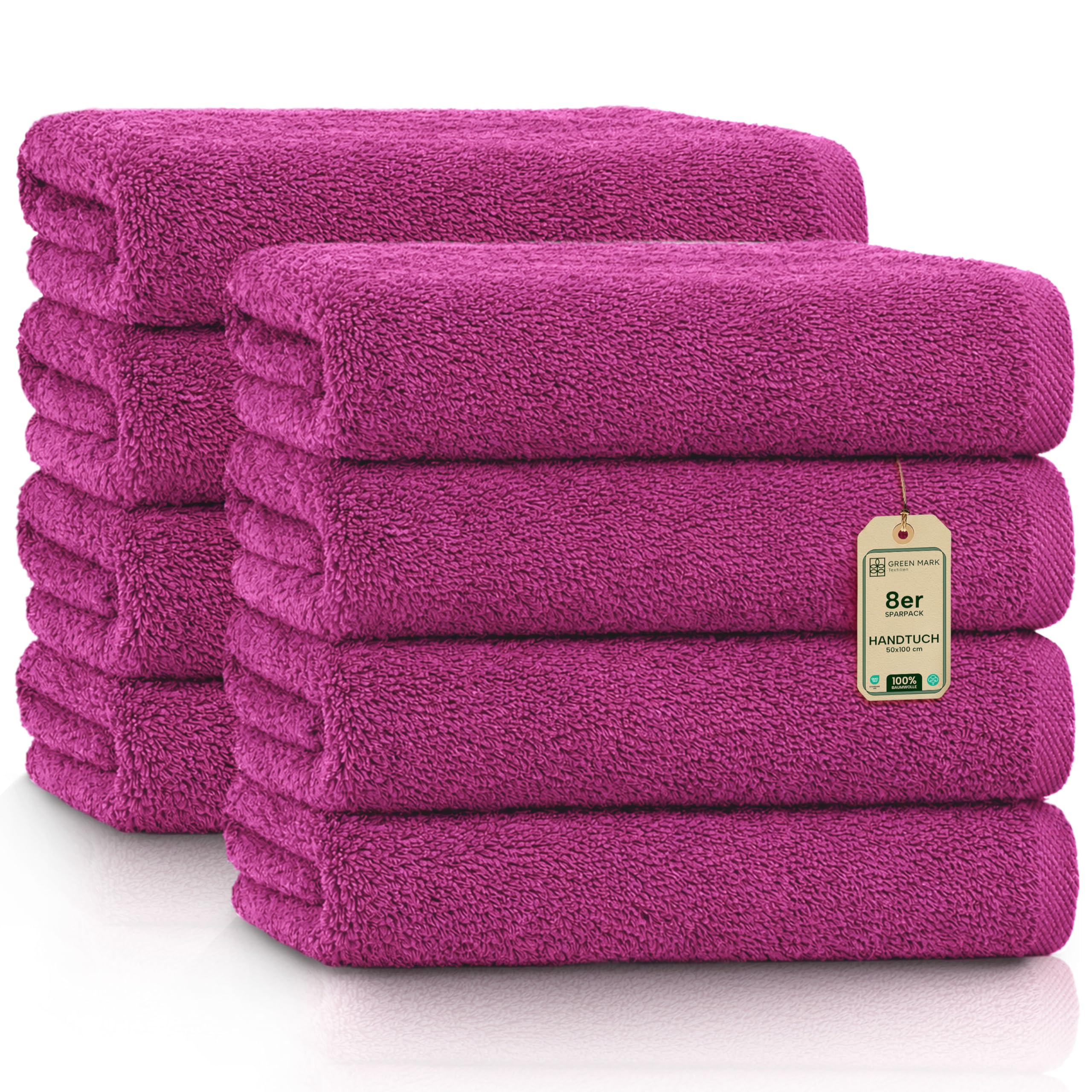 Prosoape NatureMark - Set de 8 - 100% bumbac, moi și absorbante, calitate premium pentru baie, spa și fitness, 50 × 100cm, roz - set de 8