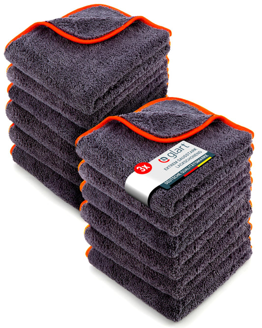 Glart 443TPO4 Microfiber Cloths Set of 12 - 600 GSM - 40x40 cm - Fluffy Car Polishing Cloths for Drying & Care - Ultra Soft, Lint-Free & Absorbent - For Car Care, Motorcycle, Boat & Household