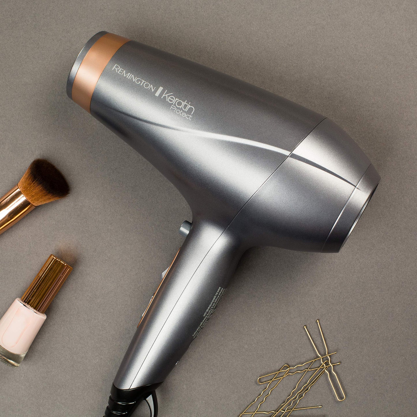 Remington professional hair dryer Ion Keratin Protect (2200W, 150km/h, 3 styling attachments, enriched with keratin and almond oil, ionic care - anti frizz, long-lasting AC motor) AC8820 - 45603560100