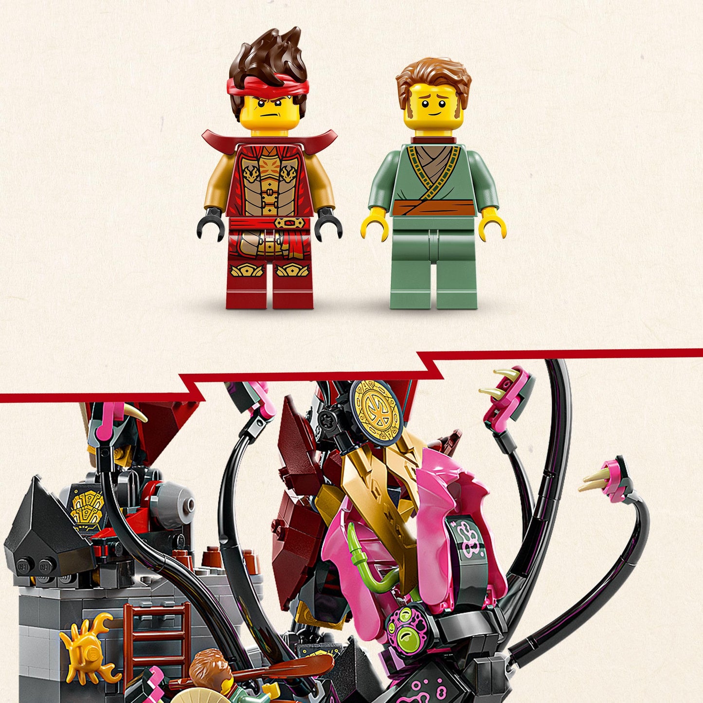 LEGO NINJAGO The Fire Knight Mech - Monstrosity set with movable figure, 2 minifigures and a sea monster on a stand - birthday gift for boys and teenagers aged 14 and over - 71846