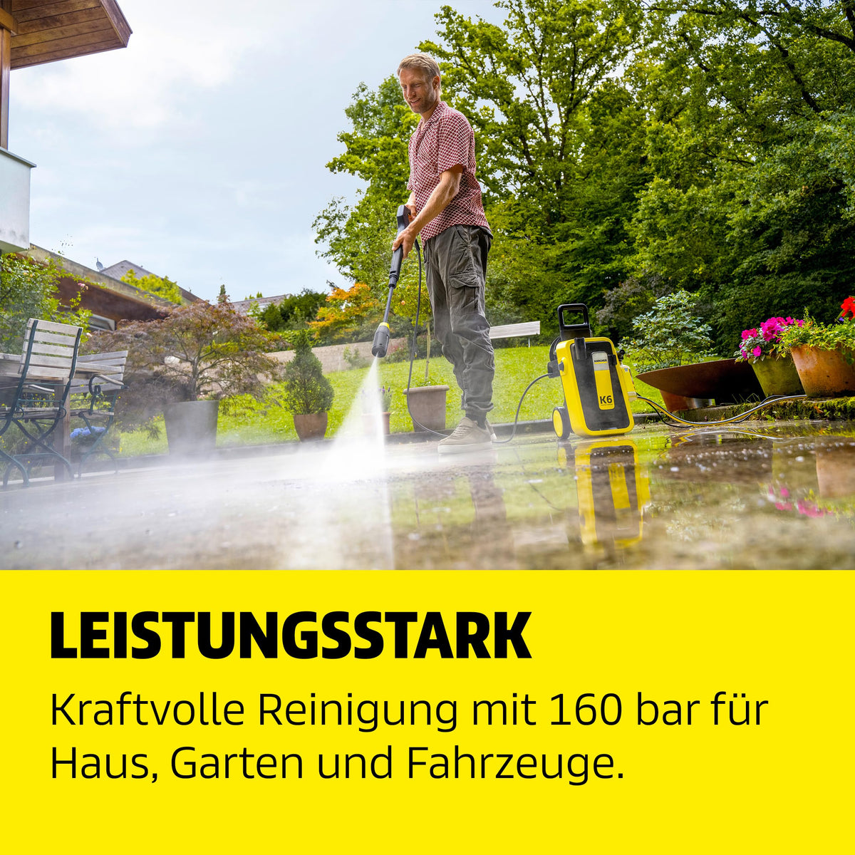 Kärcher High Pressure Cleaner K 6 Comfort Premium Home, Pressure: 160 bar, Flow Rate: 510 l/h, Area: 50 m²/h, Weight: 18.2 kg, Flexible High Pressure Hose, Hose Reel, 4-in-1 Multi Jet, Home Kit - 1.324-904.0