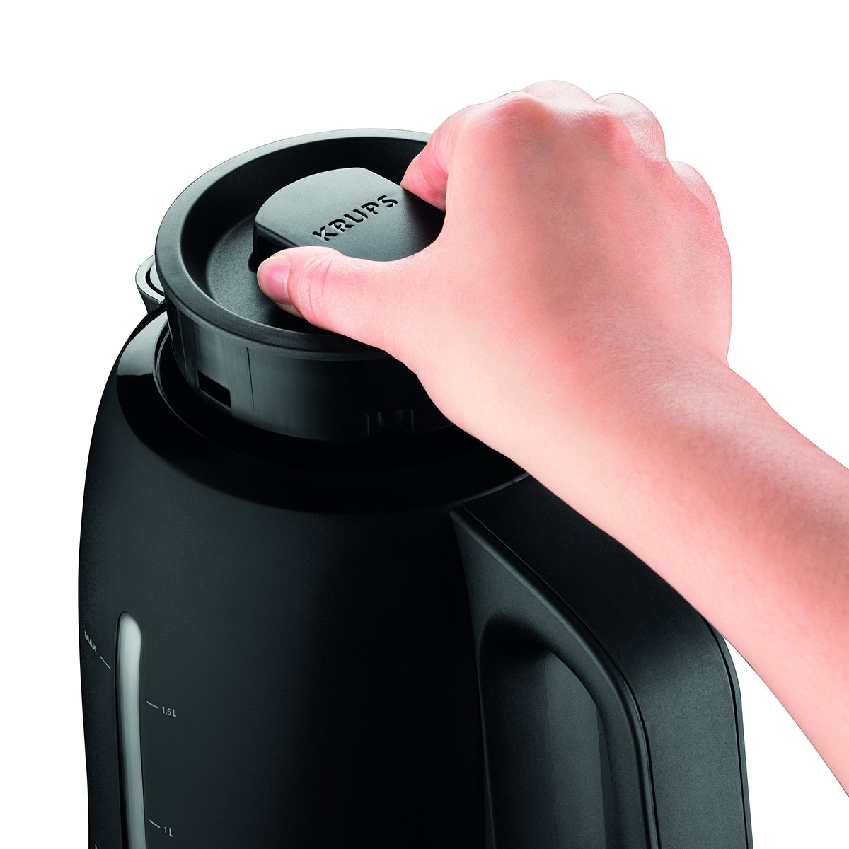 Krups BW2448 Fierbător de apă Pro Aroma | Capacitate de 1,6 L | 2.400 W | Comutator de pornire/oprire iluminat | Filtru anti-calcar | Negru