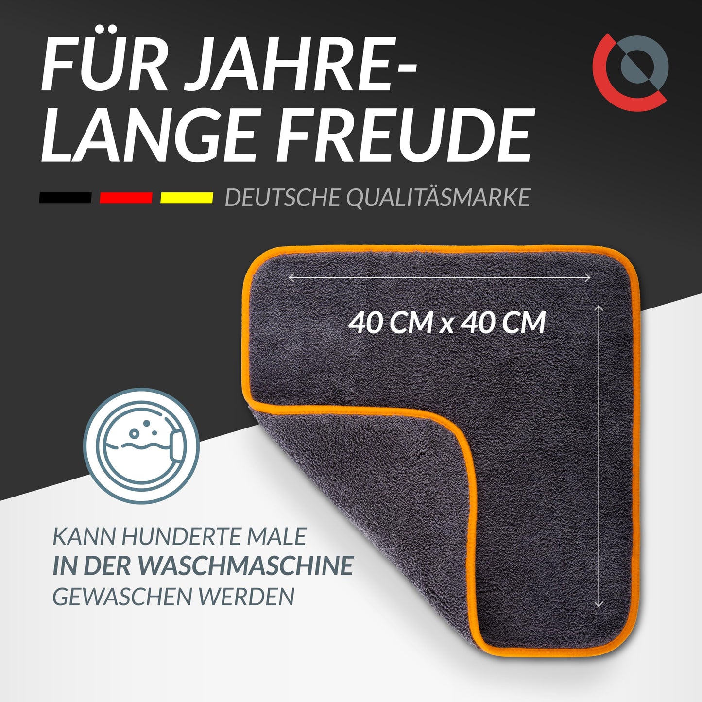 Glart 443TPO4 Microfiber Cloths Set of 12 - 600 GSM - 40x40 cm - Fluffy Car Polishing Cloths for Drying & Care - Ultra Soft, Lint-Free & Absorbent - For Car Care, Motorcycle, Boat & Household