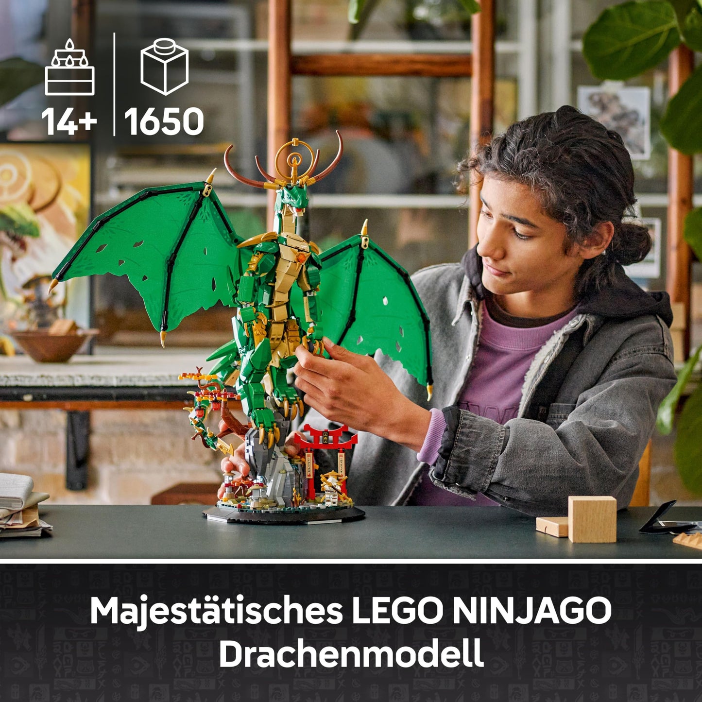 LEGO NINJAGO Guardian Dragon Building Set - With Dragon Figure, Master Wu Minifigure & Stand - Building Playset for Boys Ages 14+ & Teenagers 71847