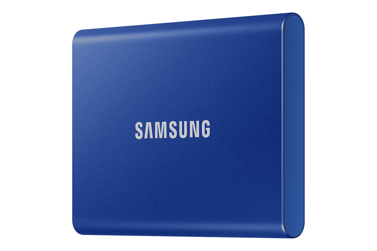 Samsung Portable SSD T7, 500 GB, USB 3.2 Gen.2, 1,050 MB/s read speed, 1,000 MB/s write speed, external SSD for Mac, PC, smartphone, and gaming console, Indigo Blue, MU-PC500H/WW