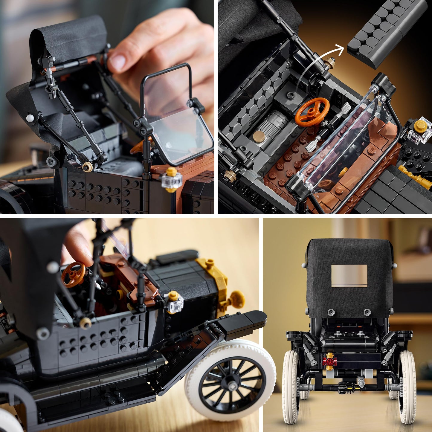 LEGO Icons Ford Model T - retro car model building for adults - collector's display set with fabric folding roof, high wheels and split windshield - gift for fans of classic vehicles - 11376