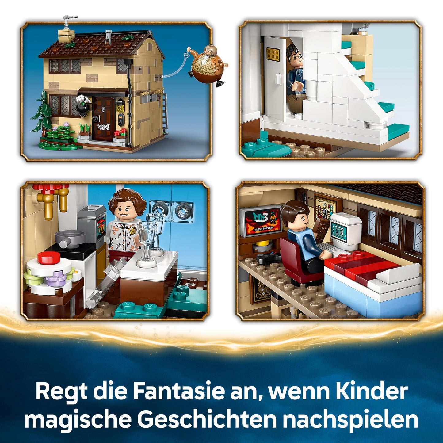 LEGO Harry Potter Privet Drive: Aunt Magda's Visit - Playhouse with interior design, 5 minifigures & Aunt Magda figure - The Prisoner of Azkaban - Gift for boys and girls aged 8 and up 76451