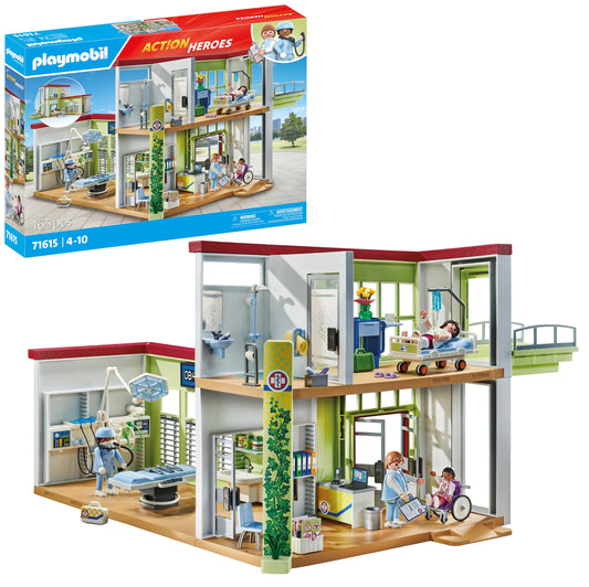 PLAYMOBIL | My Life | Modern Hospital | With four figures, medical devices and accessories | Made from over 80% recycled and bio-based materials | For children aged 4 and over | 71615
