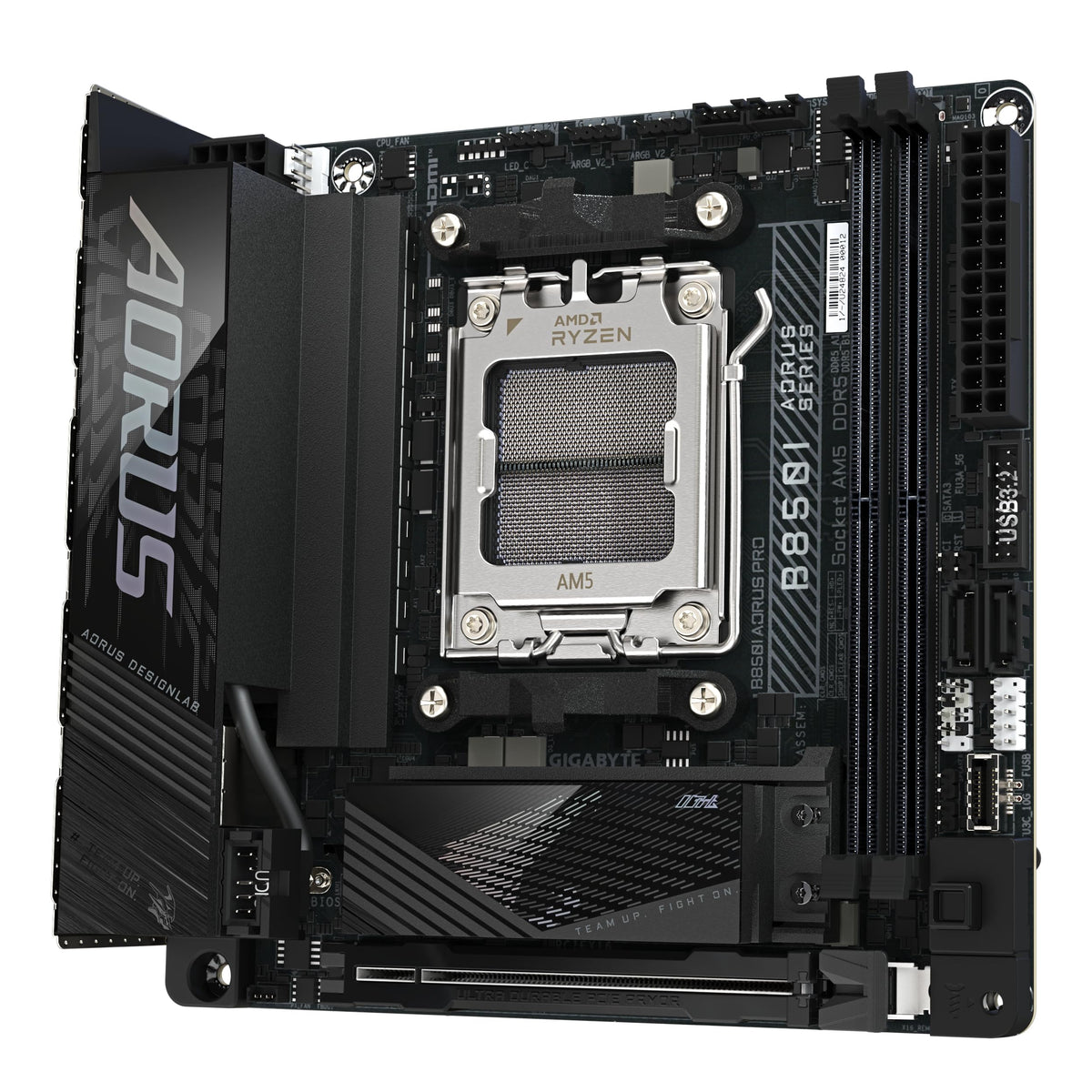 GIGABYTE B850I AORUS PRO Motherboard - Supports AMD Ryzen 9000 Series CPUs, 8+2+1 Phase Digital VRM, up to 8400MHz DDR5 (OC), 1xPCIe 5.0 + 1xPCIe 4.0 M.2, 2.5LAN, WiFi 7, USB 3.2 Gen 2