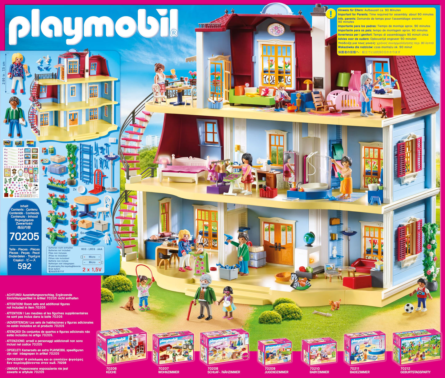 PLAYMOBIL Dollhouse 70205 My Big Dollhouse, With Functional Doorbell, Ages 4+
