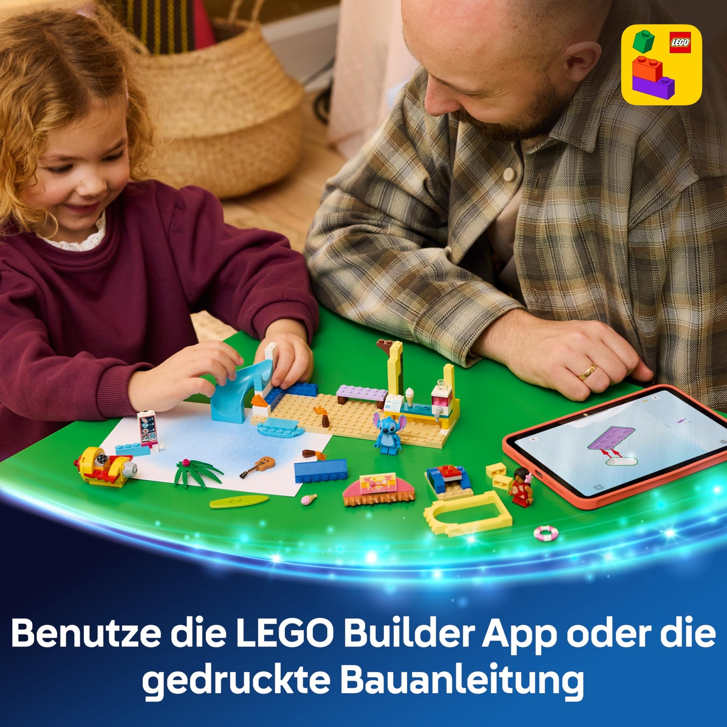 LEGO ǀ Disney Fun on the Beach with Lilo and Stitch Educational Toy with 2 Shops, Spaceship Ride and 2 Minifigures - Montessori Set - Birthday Gift for Girls and Boys from 4 Years - 43280