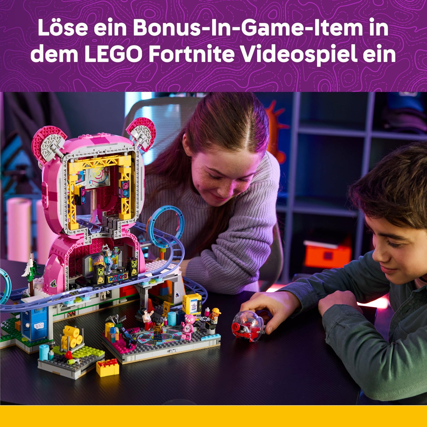 LEGO Fortnite Rave Cave - Interactive toy with theme park model and 6 minifigures - Room decoration for children - Gaming gift for boys, girls and teenagers aged 12 and up - 77082