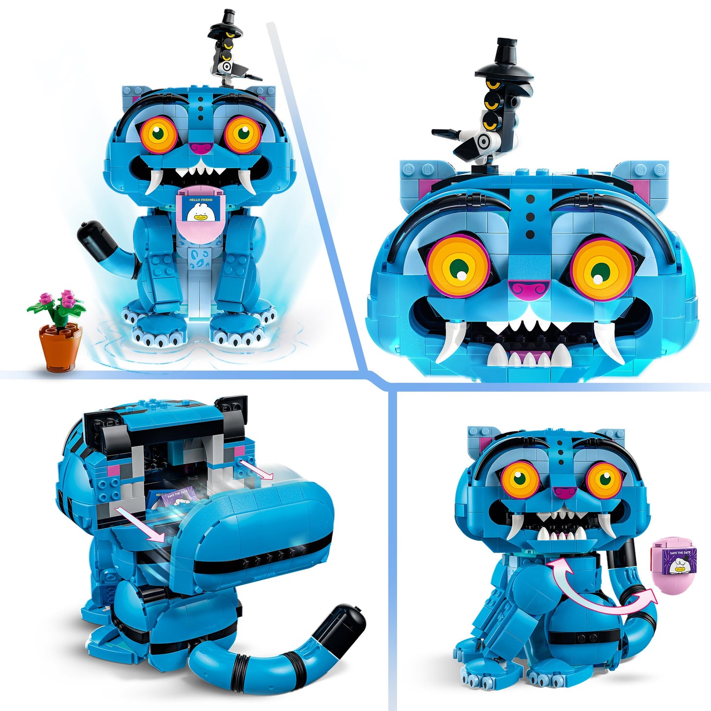 LEGO KPop Demon Hunters The tiger Derpy and the magpie Sussie - KPop toy with 2 animal figures and flower pot - children's room decoration - gift for girls, boys and film fans aged 9 and over - 72537