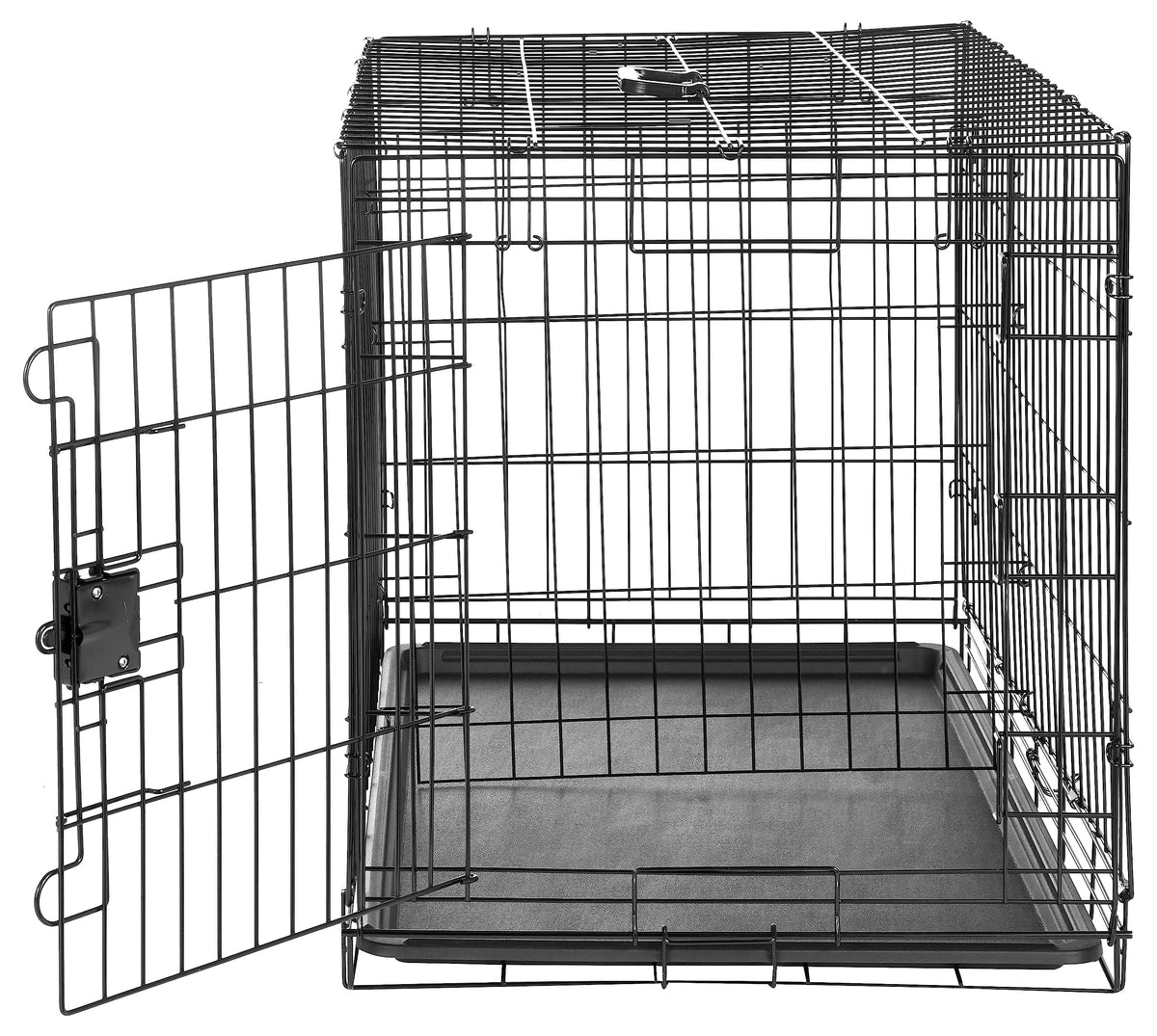 Amazon Basics Collapsible Dog Crate Made of Wire with Floor Tray, Single Door, Black, L 91 x W 58 x H 64 cm - 9001N-36A