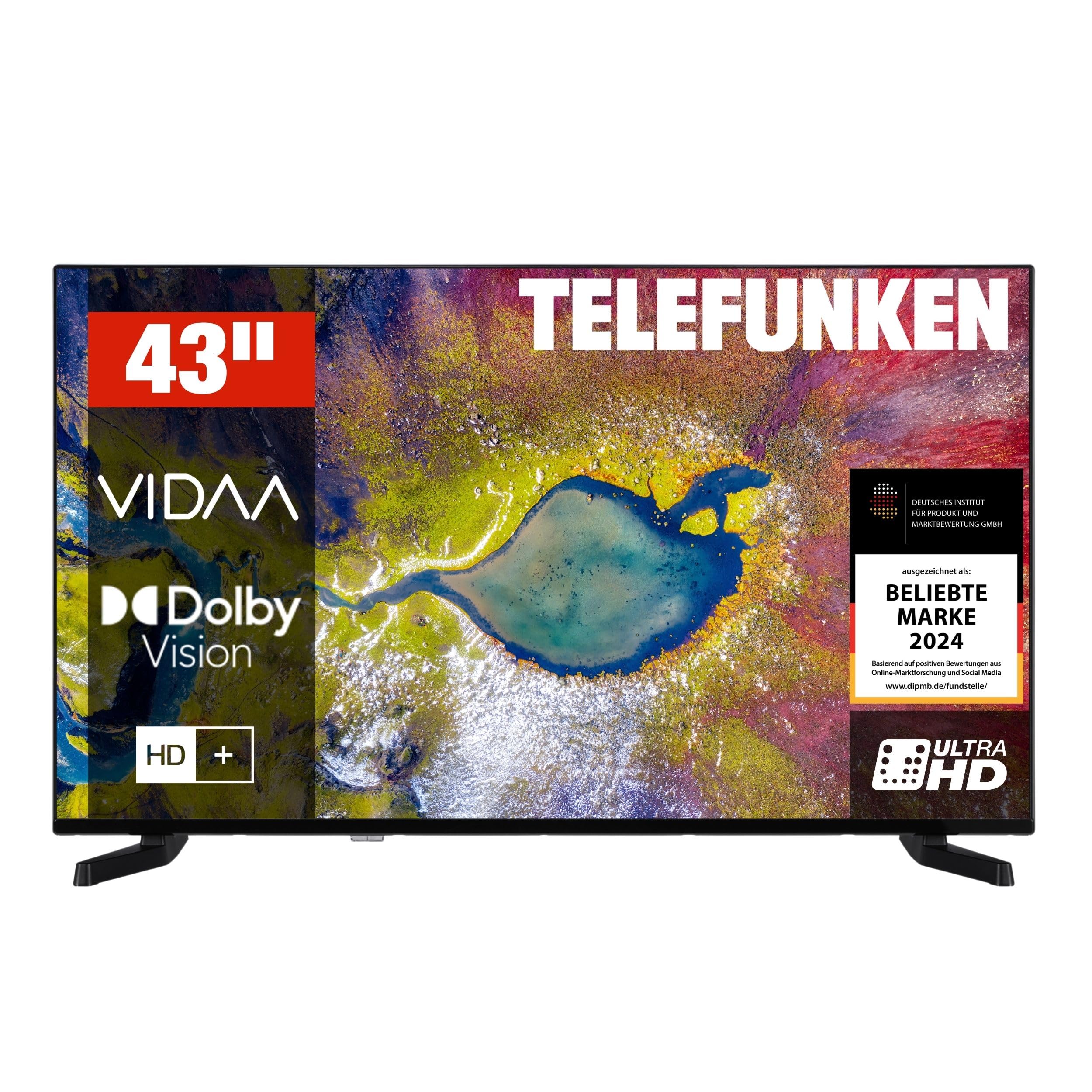 TELEFUNKEN D43U790B2CW43 inch television VIDAA Smart TV, 4K UHD resolution, HDR Dolby Vision, triple tuner, LED TV, black (2026)