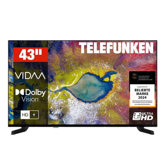TELEFUNKEN D43U790B2CW43 inch television VIDAA Smart TV, 4K UHD resolution, HDR Dolby Vision, triple tuner, LED TV, black (2026)