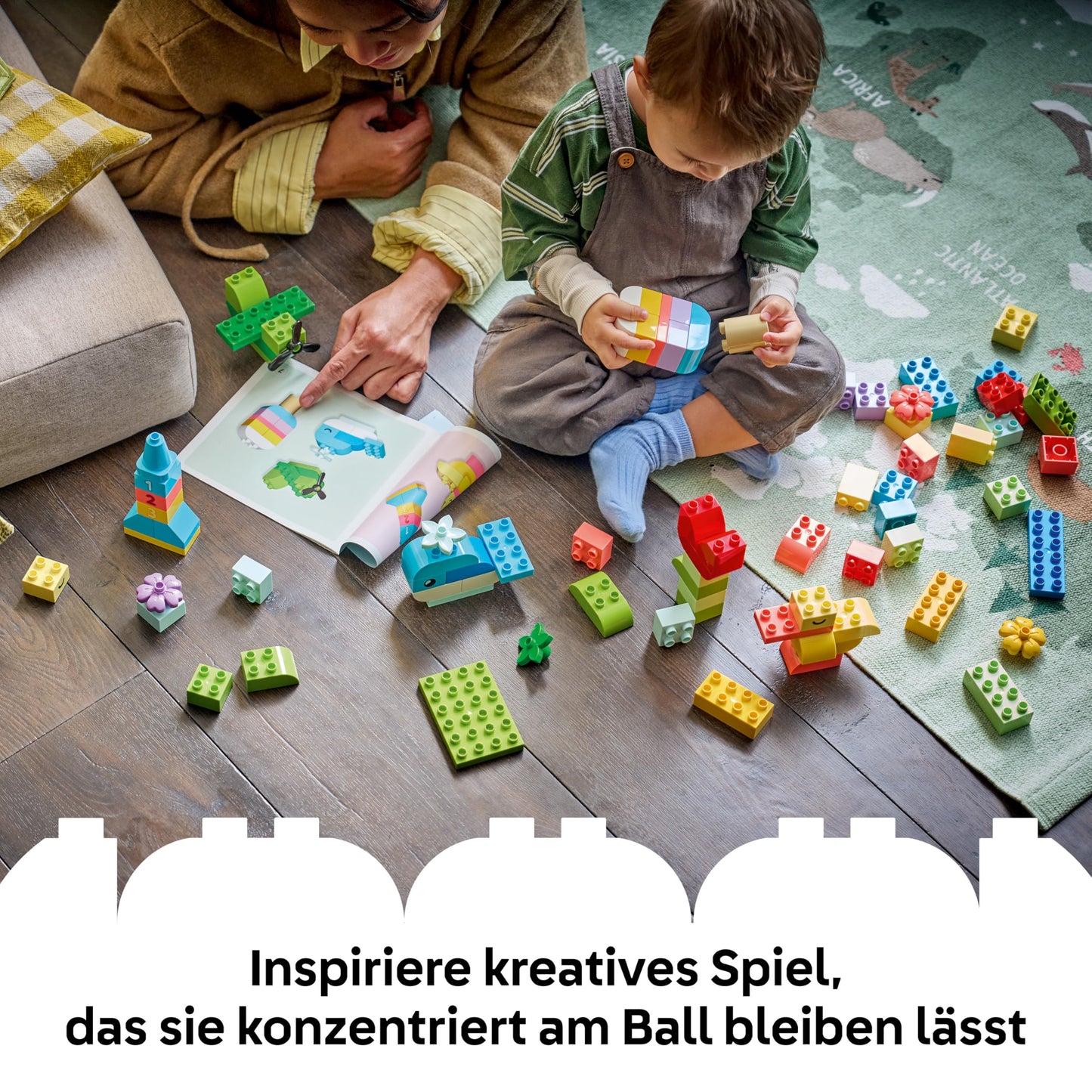 LEGO DUPLO Classic colorful creative box - educational toy to promote fine motor skills for toddlers - including number stones, animals, vehicles and play food - gift for boys and girls from 1 year old - 10479