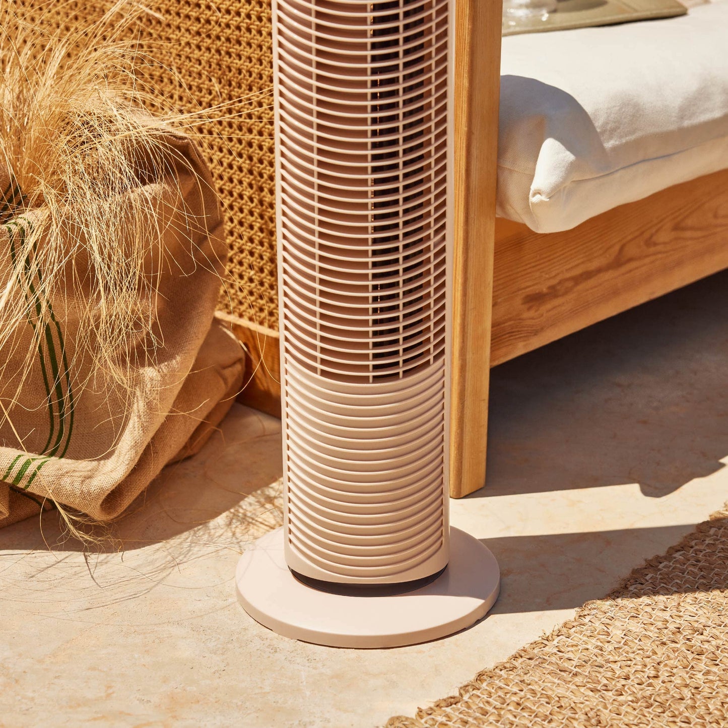 Newlux - tower fan without blades W80 (45W) 3 speed levels, 70° oscillation and timer 120min. Pedestal fan with copper motor and transport handle. No installation (coral) - 1200496